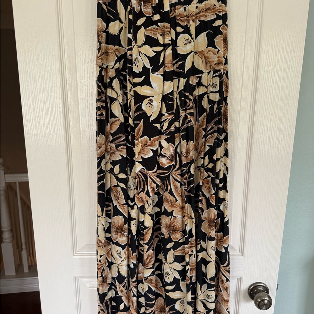 THE GREAT. Black and Tan Floral Skirt